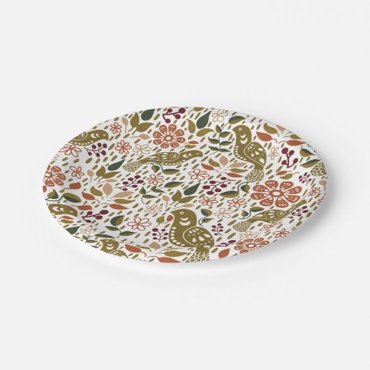 フェアントフォークアート紙プレート秋パーティー用品 ペーパープレート (アングル)