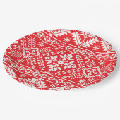 フェア赤と白アイルクリスマスパターン ペーパープレート (アングル)