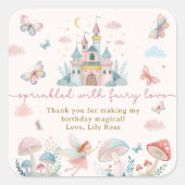 フェイお洒落アリー1歳の誕生日ありがとう スクエアシール (正面)