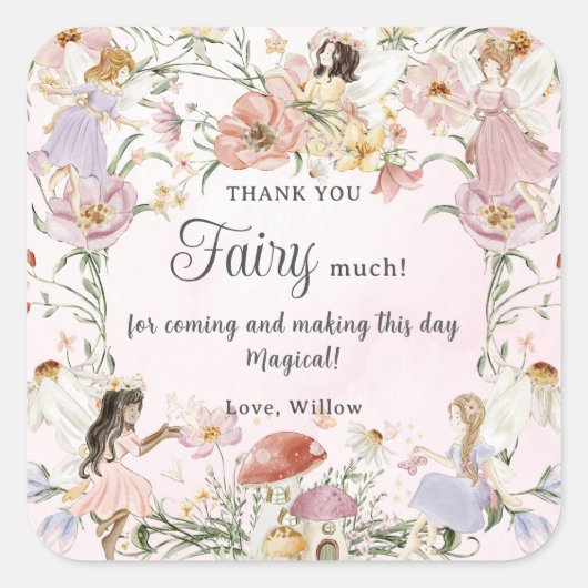 フェイお洒落リーズ誕生日フラワーガーデンメドウ スクエアシール (正面)