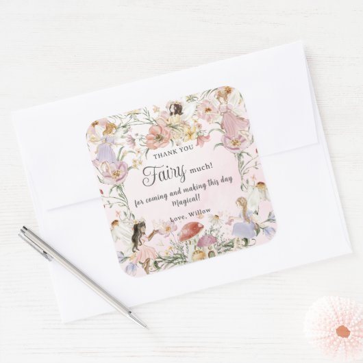 フェイお洒落リーズ誕生日フラワーガーデンメドウ スクエアシール (封筒)