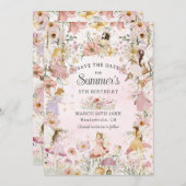 フェイお洒落リーズ誕生日フラワーガーデンメドウ セーブザデート (正面/裏面)