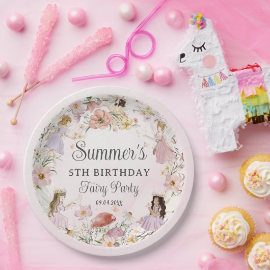 フェイお洒落リーズ誕生日フラワーガーデンメドウ ペーパープレート (パーティー)