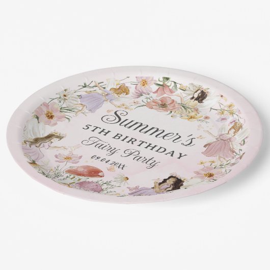 フェイお洒落リーズ誕生日フラワーガーデンメドウ ペーパープレート (アングル)