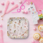 フェイお洒落リーズ誕生日フラワーガーデンメドウ ペーパープレート (パーティー)