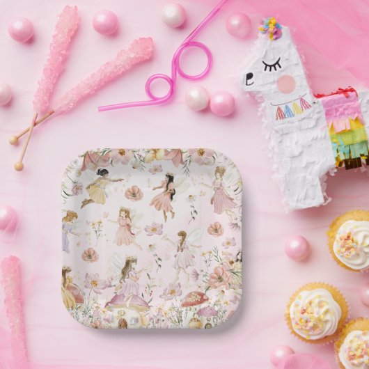 フェイお洒落リーズ誕生日フラワーガーデンメドウ ペーパープレート (パーティー)