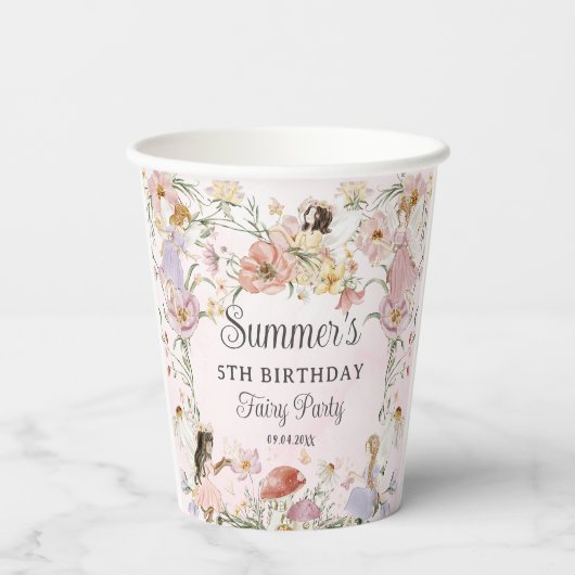 フェイお洒落リーズ誕生日フラワーガーデンメドウ 紙コップ (裏面)