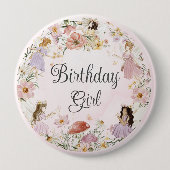 フェイお洒落リーズ誕生日フラワーガーデンメドウ 缶バッジ (正面)