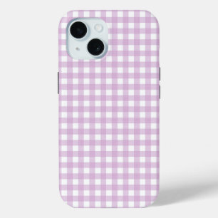 フェイとローレンのソフトパープルギンガム iPhone 15ケース