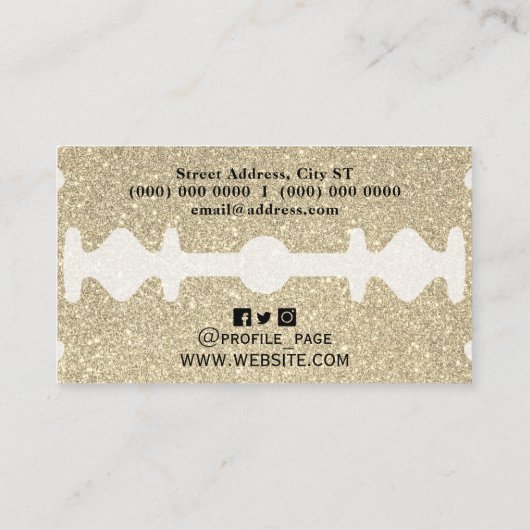 フェイクかみそり黄金グリッターテクスチャ名刺 名刺 (裏面)