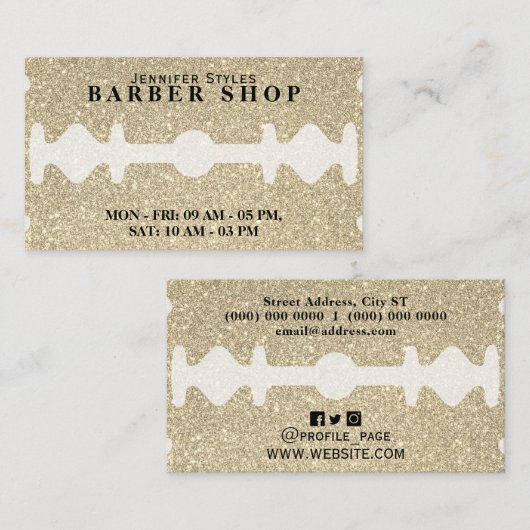 フェイクかみそり黄金グリッターテクスチャ名刺 名刺 (正面/裏面)