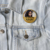 フェイクきらめく金ゴールド誇りを持った親卒業写真 缶バッジ (インサイチュ)