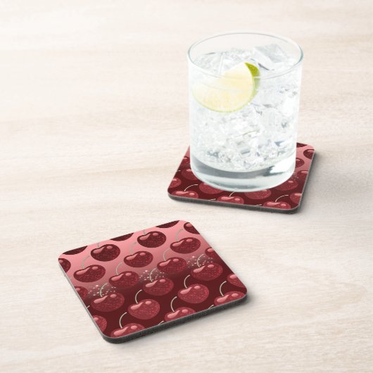 フェイクさくらんぼレッドフォイルさくらんぼコースターセット コースター (右側)