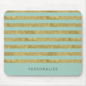 フェイクできらびやかな金ゴールドのミントは縞で飾ります マウスパッド (正面)