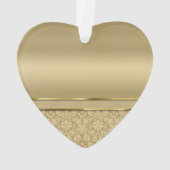 フェイクで暗いルビー色の赤い宝石用原石の金属金ゴールドのダマスク織 オーナメント (裏面)