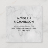 フェイクで白い大理石のモダンで黒い幾何学的 スクエア名刺 (裏面)