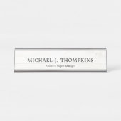 フェイクで白い木製の穀物の製材建築 デスクネームプレート (正面)