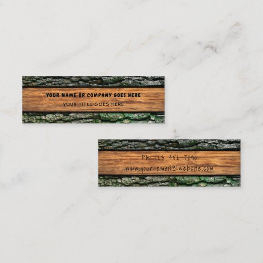 フェイクで素朴な木製の穀物の樹皮のコケ スキニー名刺 (正面/裏面)