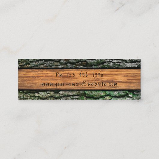 フェイクで素朴な木製の穀物の樹皮のコケ スキニー名刺 (裏面)