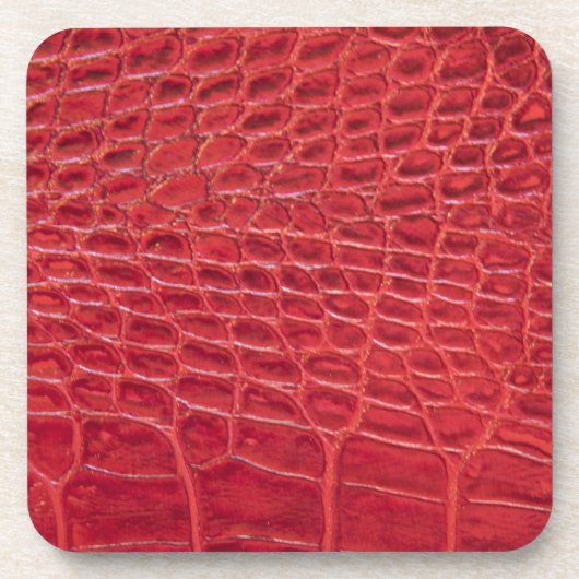 フェイクで赤いわに革 コースター (正面)