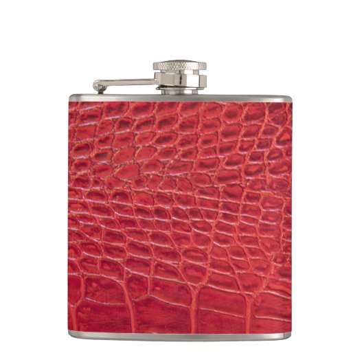 フェイクで赤いわに革 フラスク (正面)