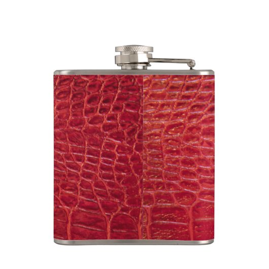 フェイクで赤いわに革 フラスク (裏面)