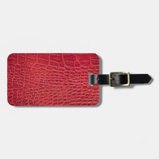 フェイクで赤いわに革 ラゲッジタグ (正面横)