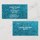 フェイクで青いグリッター 名刺 (正面/裏面)
