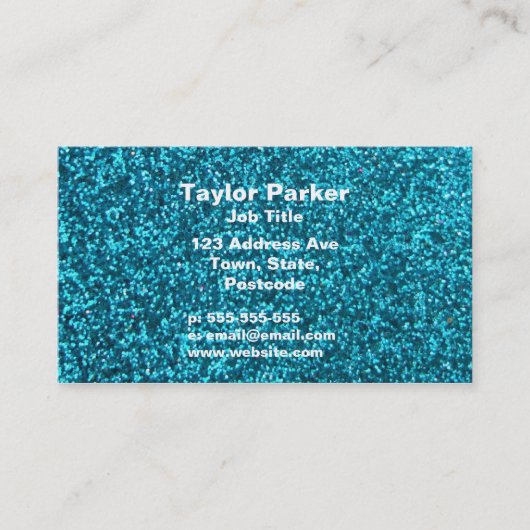 フェイクで青いグリッター 名刺 (正面)