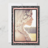 フェイクで黒いおよびばら色の金ゴールドのグリッターの卒業生のパーティーの写真 招待状 (裏面)