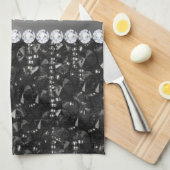フェイクで黒いスパンコールおよびダイヤモンド キッチンタオル (四つ折り)