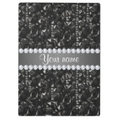 フェイクで黒いスパンコールおよびダイヤモンド クリップボード (裏面)