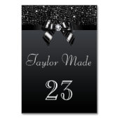 フェイクで黒いスパンコールおよび弓テーブルカード テーブルナンバー (正面)