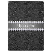 フェイクで黒いスパンコールの輝きおよびダイヤモンド クリップボード (裏面)