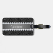 フェイクで黒いスパンコールの輝きおよびダイヤモンド ラゲッジタグ (裏面横)