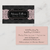 フェイクで黒いピンクのレースのフランスのなヴィンテージの名刺 名刺 (正面/裏面)