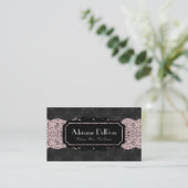 フェイクで黒いピンクのレースのフランスのなヴィンテージの名刺 名刺 (スタンド正面)