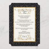 フェイクで黒い金ゴールドのグリッターのダマスク織のチケットのスタイルメニュー メニュー (正面)