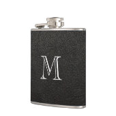 フェイクで黒い革モノグラムのステンレス鋼のフラスコ フラスク (左)