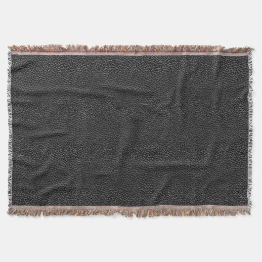 フェイクで黒い革 スローブランケット (正面)