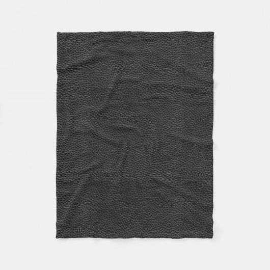 フェイクで黒い革 フリースブランケット (正面)