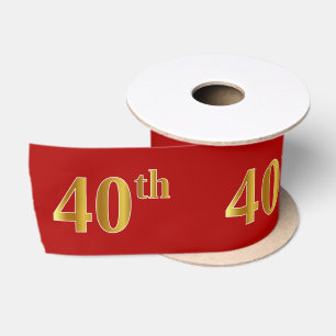 フェイクなか模造金ゴールドの一見の"第40"イベント番号(赤い) サテンリボン