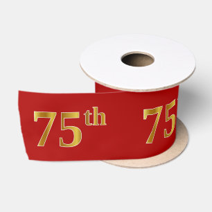 フェイクなか模造金ゴールドの一見の"第75"イベント番号(赤い) サテンリボン