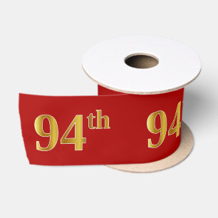 フェイクなか模造金ゴールドの一見の"第94"イベント番号(赤い) サテンリボン