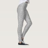 フェイクなきらめく銀製のグリッターによって印刷されるleggingタイツ レギンス (右)