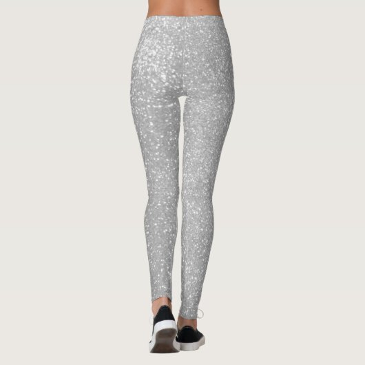 フェイクなきらめく銀製のグリッターによって印刷されるleggingタイツ レギンス (裏面)