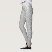 フェイクなきらめく銀製のグリッターによって印刷されるleggingタイツ レギンス (左)