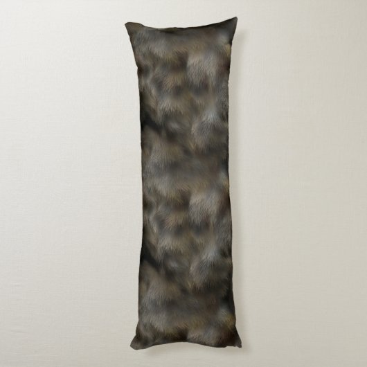 フェイクなオオカミの毛皮の毛の灰色及びブラウンのアニマル・スキン ボディピロー (裏面 (縦))
