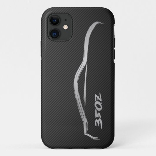 フェイクなカーボンとの350Z銀製のBruishstrokeLogo Case-Mate iPhoneケース (裏面)