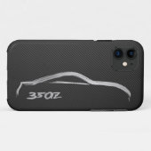フェイクなカーボンとの350Z銀製のBruishstrokeLogo Case-Mate iPhoneケース (裏面(横))